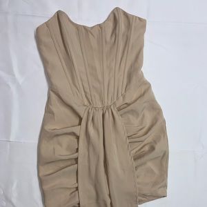 Blithe Crew (jewel) faux wrapped zippered size S Tan Cocktail dress